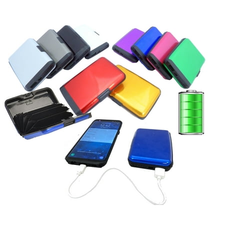 Charging Wallet Battery Power Bank - Aluminum RFID Blocking Phone Recharge Wallet -