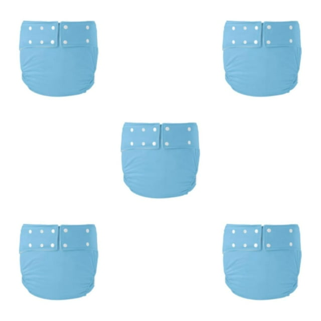 Transemion Adult Cloth Diapers Adult Nappy Reusable Leakfree Against Incontinence Light blue 72-92cm 5Set