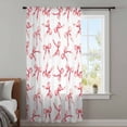 thumbnail image 4 of Pink Bow Ribbon Sheer Curtains 63 Inches Long, Vintage Modern Art Bowknot Light Filering Curtains, Breathable Simi Curtain Privacy Drapes for Living Room Bedroom Lightweight Window Treatment, 4 of 9