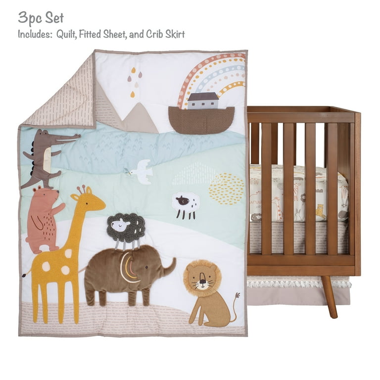 Noah's ark jungle animal theme neutral hotsell 4 piece baby crib bedding set