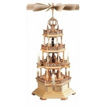 German christmas pyramid forest scene, 3-tier, height 63 cm / 25 inch, natural, electrical illuminated and driven (230V, 50Hz not for USA and Japan), original Erzgebirge by Müller Seiffen