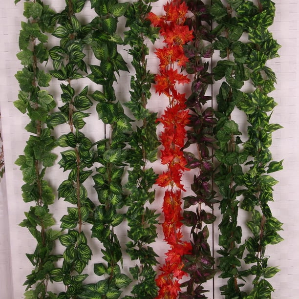 Guirnalda De Hojas De Arce Artificiales MIHOUNION | 5 Unidades De 2.5 M, Color Rojo Otoñal, Para Interior Y Exterior