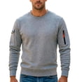 thumbnail image 2 of AnuYalue Mens Cargo Sweatshirt Athletic Long Sleeve Pullover Casual Crewneck Soild Color Tops with Zipper Pocket, 2 of 8