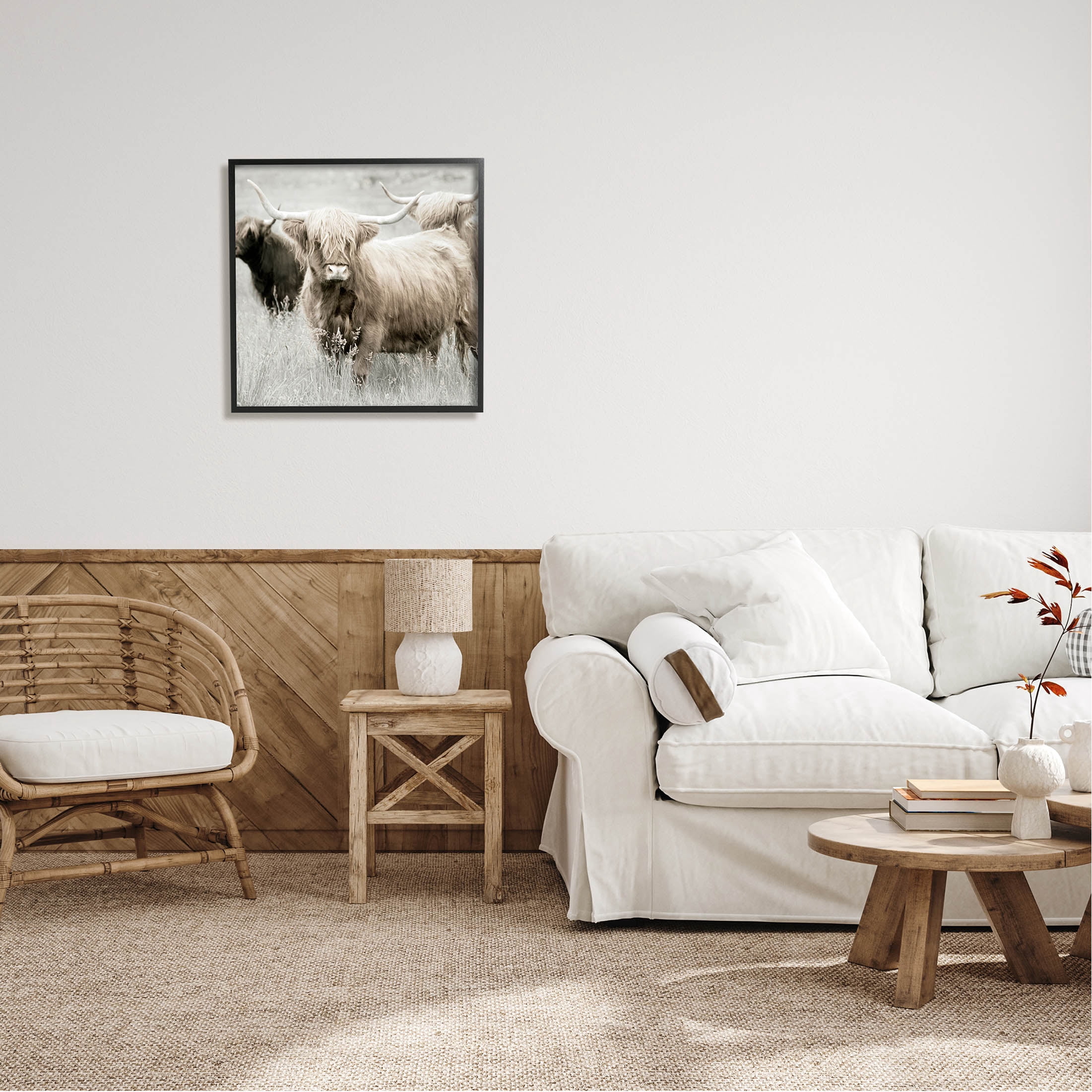 Stupell Industries Highland Cattle Country Meadow Photograph Black Framed Art Print Wall Art, Design by Danita Delimont