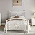 thumbnail image 2 of Sha Cerlin White Twin Size Metal Platform Bed Frame with Victorian Vintage Headboard, 2 of 9