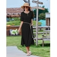 thumbnail image 2 of Zeagoo Sundress Dress Women's Casual Loose A Line Crewneck Split Maxi Cover Up Holiday Beach Tropical Bohemian 2025 Shift Sun Dress Outfits with Pockets, 2 of 8