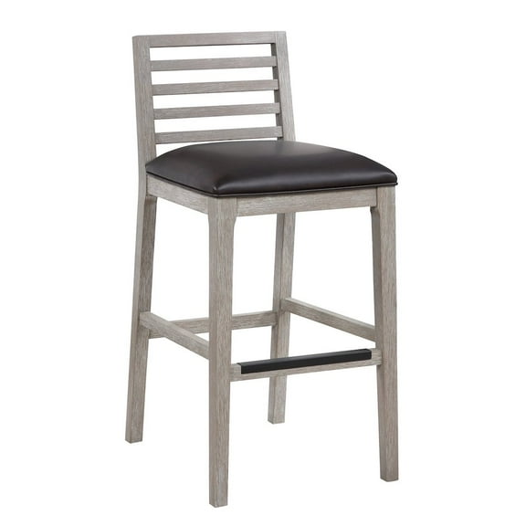 American Woodcrafters Siri Solid Wood Gray with Brown Bonded Leather Bar Stool