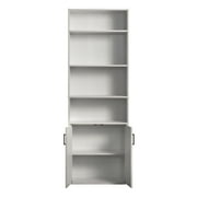 Mainstays Traditional 5 Shelf Bookcase with Doors, Soft White Finish