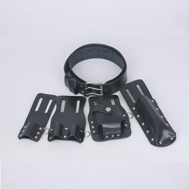 Bolsa de cinturón de herramientas de cuero shamjiam Ajustable 5 en 1 negro