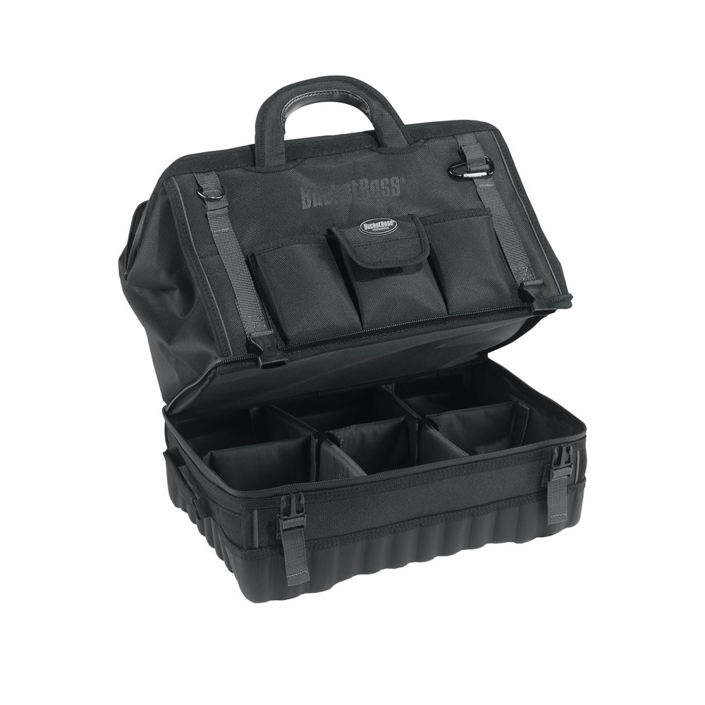 Bucket Boss Pro DropBottom Gatemouth 18 in. Tool Bag, in Black, 68018