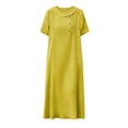 thumbnail image 6 of Blmnix Dresses for Women Button Down Beach Dress Popover Under Dress Crew Neck Tea-Length Short Sleeve Casual Dresses for Women,M, 6 of 6