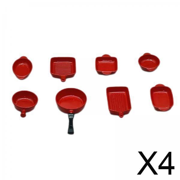 4xAccesorios De Cocina Para Casa De Muñecas En Miniatura 1/6 Escala Plato Tazón Adultos Niños Rojo