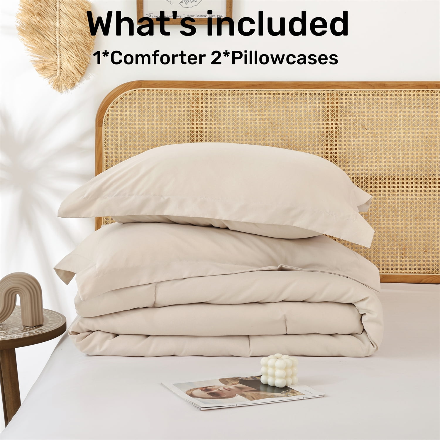 SPRINDAY King Size Comforter Set For Adult, 3 Piece White Bedding Comforter Sets For All Season