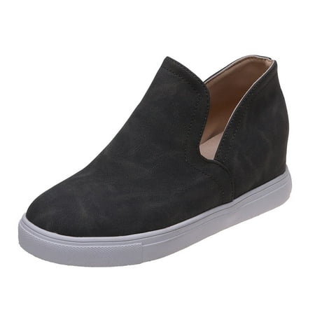 

Casual Shoes for Women Fashion Four Seasons Women Casual Shoes Mid Top Flat Bottom Comfortable Round Toe Slip On Shoes for Women Pu 40