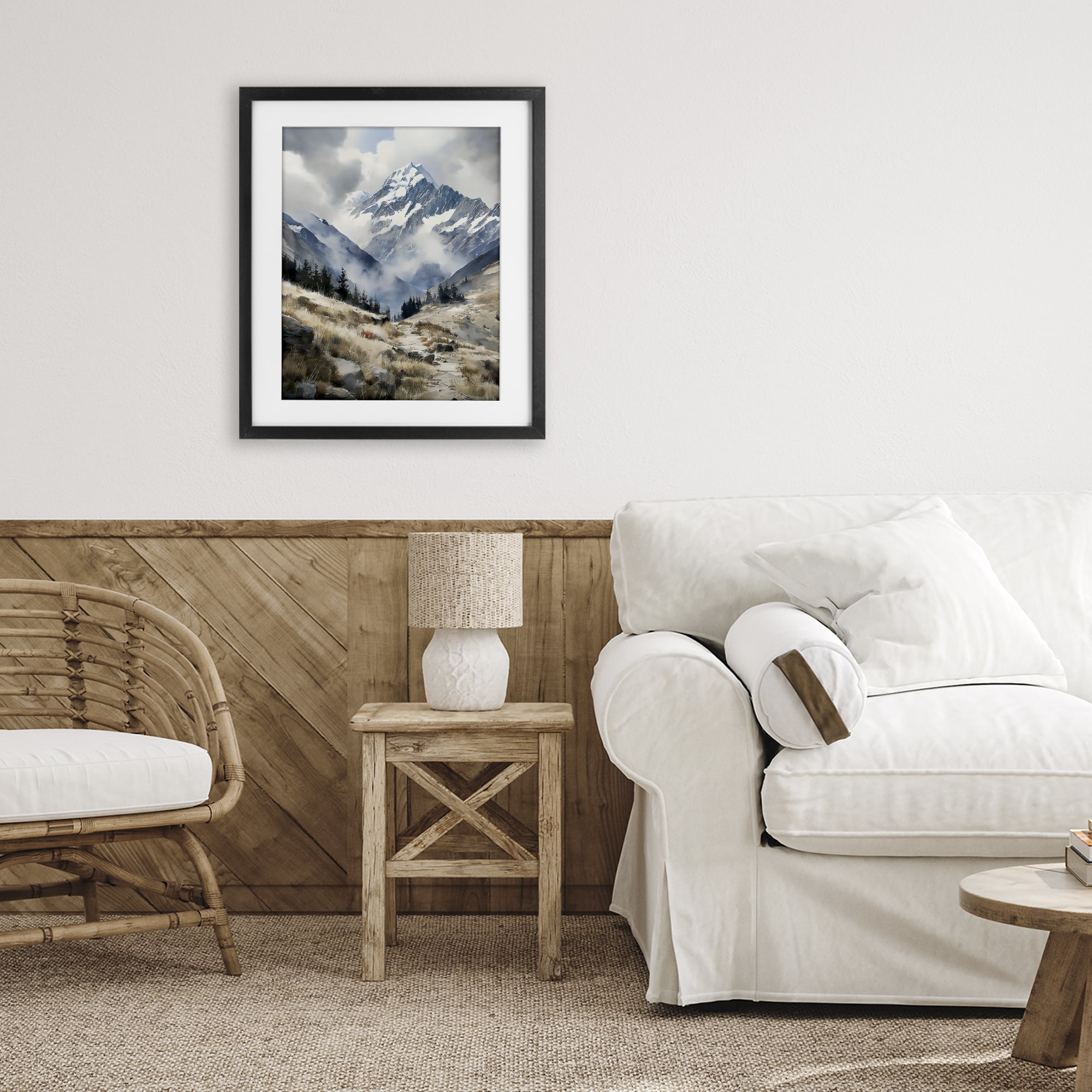 Stupell Industries Snow Caps Mountain Peaks Black Framed Print Under Glass, design by Franklyn Gregory