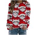 thumbnail image 2 of Friday Clearance Deals Aueoeo Plus Size Christmas Sweatshirt For Women Crewneck Fall Pullover Lightweight Print Sweatshirts Red 3X-Large, 2 of 7