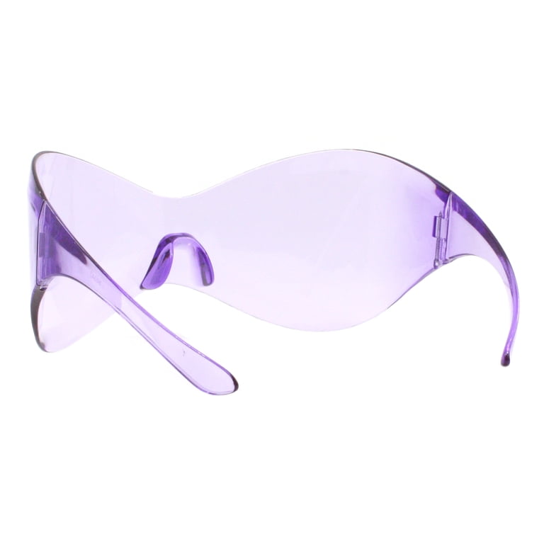 Purple Rimless Oversized Shield Sunglasses Butterfly Wrap  display picture 3