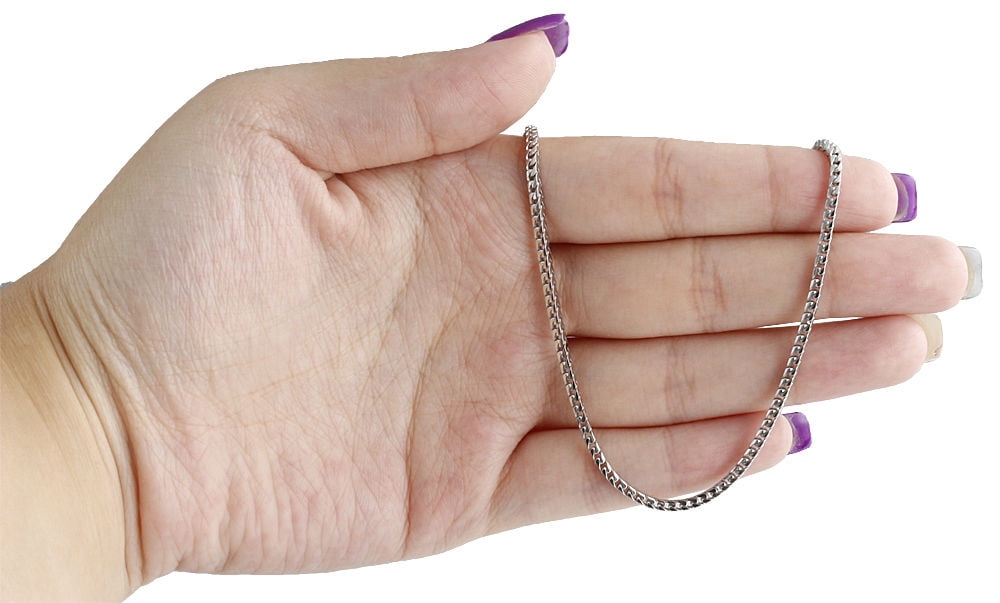 10K White Gold Solid Franco Box Chain Closed Link 2.25 Necklace 22 Inches