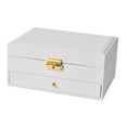 thumbnail image 2 of Multi Layer Jewelry Storage Box with Drawer Removable Compartments PU Leather Showcase for Rings Bracelets Studs Large Space Jewellery Gift , White, 2 of 8