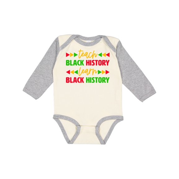 Inktastic Teach Black History, Learn Black History Boys or Girls Long Sleeve Baby Bodysuit