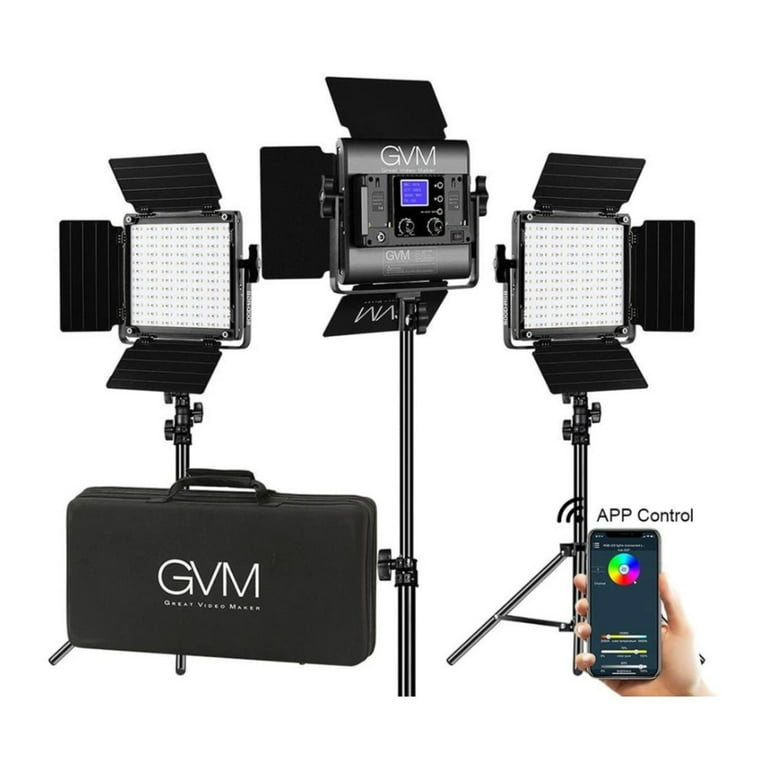 GVM Bright 800D-RGB LED Light Panel - 3-Light Kit with Multi-Color