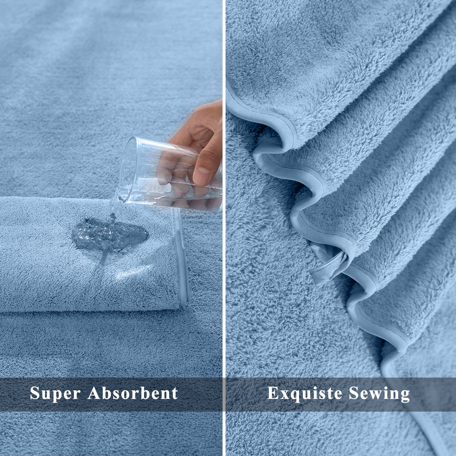 MAGGEA 4 Piece Oversized Bath Sheet Towels (35 x 70 in,Blue) 700 GSM Ultra  Soft Bath Towel Set Thick Large Cozy Plush Highly Absorbent Towels Quick