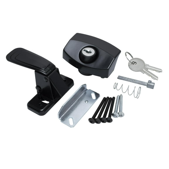 Global Link Keyed Door Lock for Pop-Up Campers, Aluminum, Black