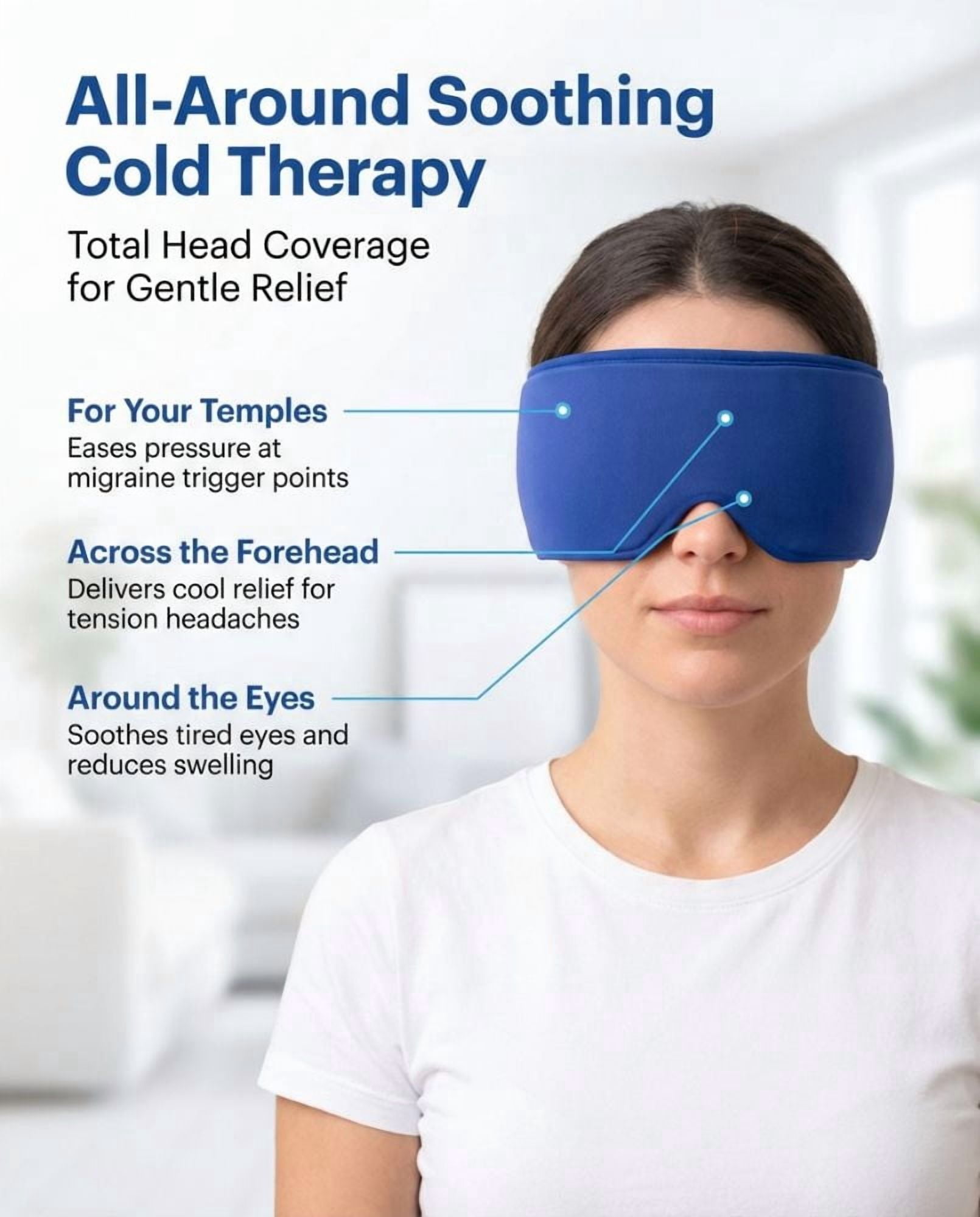 FACEMOON Adults Ice Soft Weighted Gel Cooling Comfort Eye Mask for Tired Eyes, Puffy Eyes, Dark Circles, Sleep Support with Storage Bag, Blue