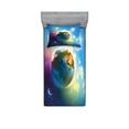 thumbnail image 2 of Earth Bedding Set with Sheet & Covers, Earth Outer Space Scene in Vibrant Color Enchanted Cosmos Atmosphere Image Print, Printed Bedroom Decor 2 Shams, 4 Sizes, Blue Violet, by Ambesonne, 2 of 3