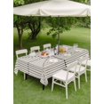 thumbnail image 3 of Outdoor Tablecloth with Umbrella Hole & Zipper, Black Beige Striped Rectangle Tablecloth 60x84 Inch, Farmhouse Stripes Geometric Abstract Patio Table Cover Waterproof Table Cloth for Picnic/Party, 3 of 7