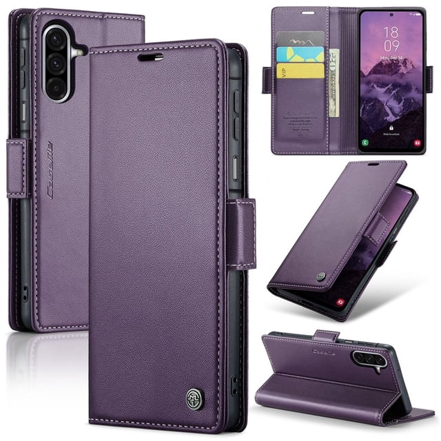 Funda de Cuero CaseMe For Samsung Galaxy A17 Tipo Billetera con Bloqueo RFID, For Samsung Galaxy A17 Funda Tipo Billetera para Mujer Hombres Tarjetero Cierre Magnético Soporte Tipo Kickstand Funda Ti
