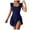 Navy, variant on Huesdet Neon Color Block One Piece Bathing Suit for Women Tummy Control V Neck Swimsuit Plunge Shell Trim Swimwear Tie Back[Black,L]