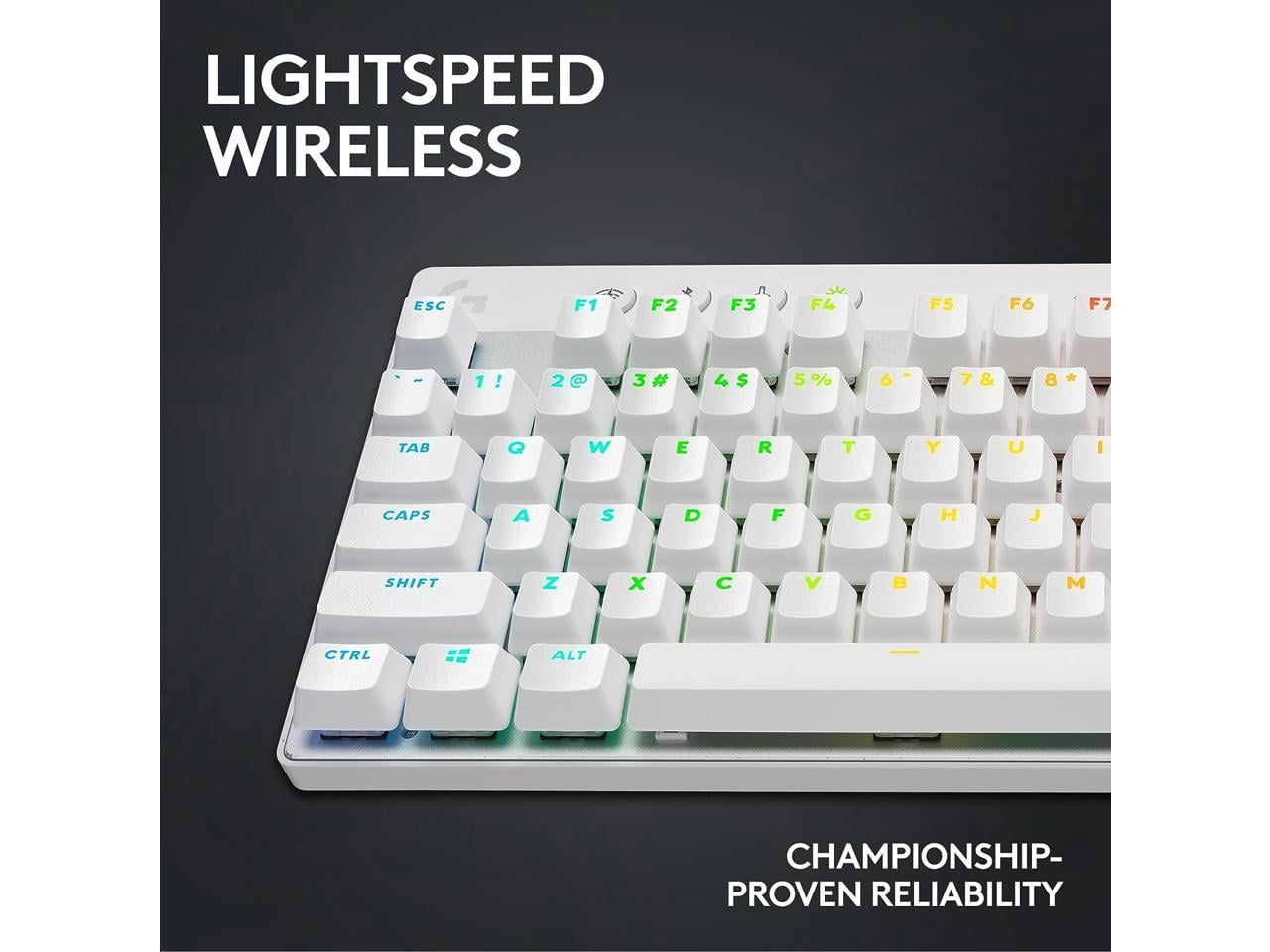 Logitech G PRO X TKL Lightspeed Wireless Gaming Keyboard, Ultra-Portable Tenkeyless Design, LIGHTSYNC RGB, PBT keycaps, Tactile Switches (GX Brown) - White