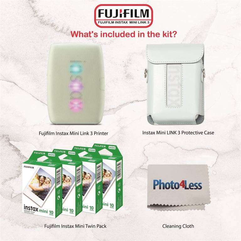FUJIFILM INSTAX MINI LINK 3 Smartphone Printer (Sage Green) Bundle