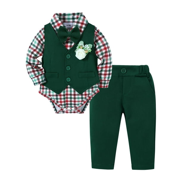 Traje para Bebé Niño SANMIO 5 Piezas Conjunto Navideño con Chaleco y Corbata