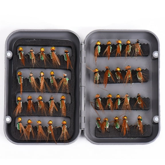 RYUJNDK Fly Fishing Flies with Box, Dry Wet Flies, Nymphs, Streamers for Bass Salmon Trout Fishing 40Pcs