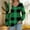 Green, variant on QUNYINEY Fall Tee Shirts for Women V Neck Long Sleeve Plaid Tops Pullover Loose Fit Graphic Tees