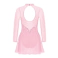 thumbnail image 5 of Linjinx Robe de Danse Ballet à Manches Longues en Maille avec Strass pour Filles, Justaucorps de Compétition de Patinage Artistique Rose 8, 5 of 5
