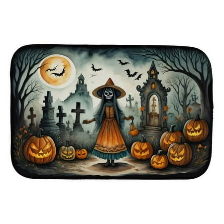 

21 x 14 in. Unisex La Llorona Skeleton Spooky Halloween Dish Drying Mat