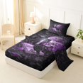 thumbnail image 2 of Homewish Vintage Hipple Skull Twin Sheets,Happy Halloween Bedding,Purple Rose Bed Set,3pcs,1 Fitted Sheet and 1 Pillowcase, 2 of 6