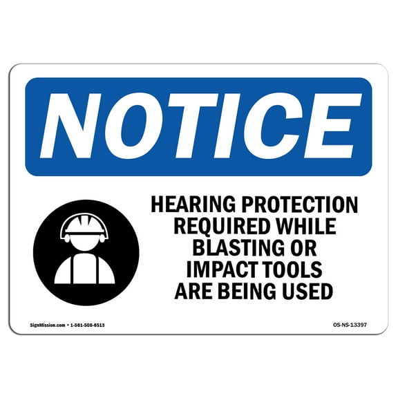 OSHA Notice Sign - Hearing Protection Required | Plastic Sign | Protect Your Business, Construction Site, Warehouse & Shop Area |  Made in the USA