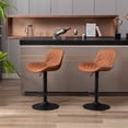 thumbnail image 3 of Set of 2 Bar Stools,Black Footrest and Base Swivel Height Adjustable Mechanical Lifting PU + Black Leg Simple Bar Stool,brown, 3 of 5