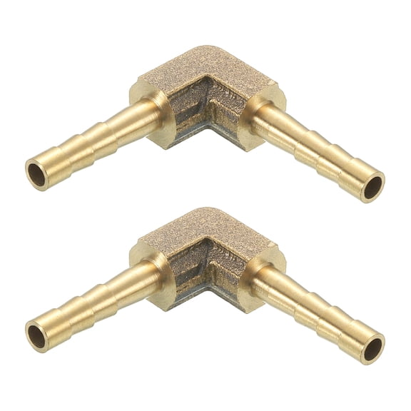 2 Pack Brass Hose Barb Fitting L Right Angle Elbow Connector Coupler, 3/16" ID Brass Fitting Air Hose Fittings for Connecting Water Fuel Air, Oil Hoses