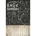 thumbnail image 2 of GreenDecor 5x7ft Photography Backdrops Welcome Back To School theme Chalk Drawing Weathered Wood Stripes Floor Background Students Children Kids Photographic Backdrop Video Props, 2 of 4