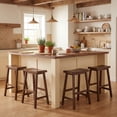 thumbnail image 4 of ELLEGNT 2 PCS Solid Wood Saddle Bar Stools – Backless with Footrests, Wooden Counter Stools Brown, 4 of 8