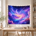 thumbnail image 5 of Crescent Moon in Colorful Nebula Clouds and Stars, Dreamy Fantasy Style for Celestial Art Lovers, Galaxy Wall Art, Housewarming Gift, Tapestry Wall Hanging for Bedroom and Dorm, 5 of 7