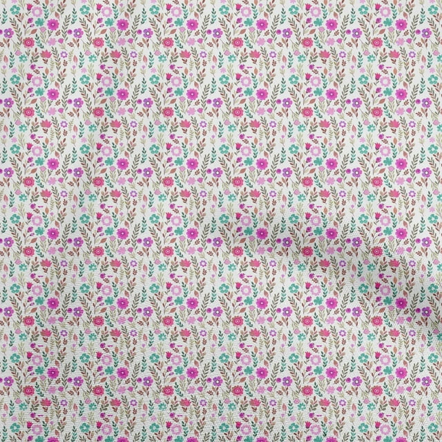 oneOone Tissu Popeline de Coton Rose Fuchsia Matériel de Robe Florale Tissu Imprimé Tissu au Mètre 42 Pouces de Large