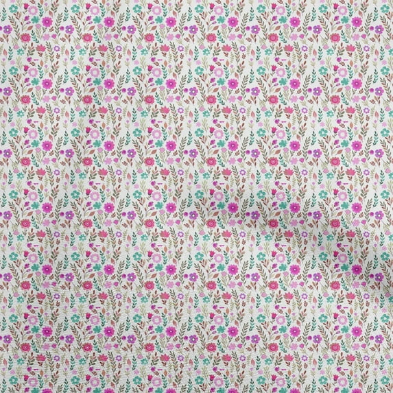 oneOone Viscose Jersey Fuschia Pink Fabric Floral Sewing Fabric By The Yard Printed Diy Clothing Sewing Supplies 60 Inch Wide