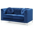 thumbnail image 2 of French Country Loveseat - Navy Blue Velvet Tufted Sofa, Comfortable Seating, 2 of 9