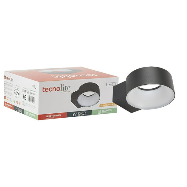 Lampara Sobreponer En Muro Negro 8w Luz Suave Cálida 8hled11 Tecnolite